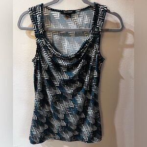 White House Black Market Teal and White Chevron Tank Top